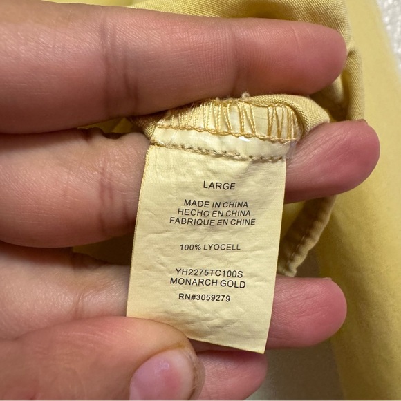 Anthropologie Thread & Supply Yellow Cropped Boxy Fit Button Down Blouse - Picture 4 of 5